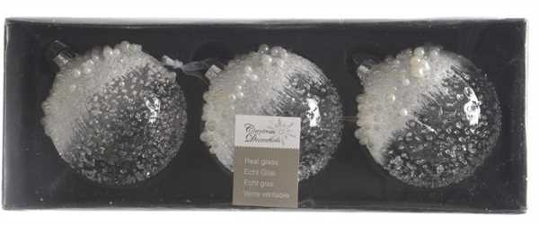 PALLINA IN VETRO C/PERLE GHIACCIATE D.8CM