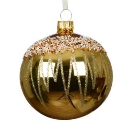 PALLINA DI NATALE IN VETRO LIGHT GOLD DECO D.8CM