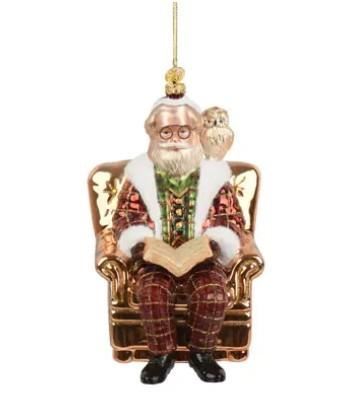 DECORO PER ALBERO VETRO BABBO C/POLTRONA 10X12XH.15CM