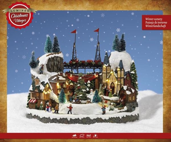 SCENA LED WINTER VILLAGE IN PVC 25.5X39X31.5CM