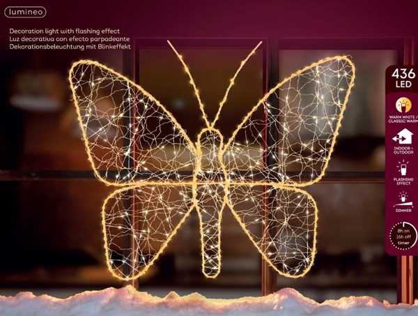 FARFALLA METALLO ORO MICROLED L.CALDA/CLASSICA CM.58XH.43