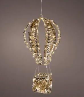 MONGOLFIERA ORO PVC/METAL. MICROLED D.22XH.48CM