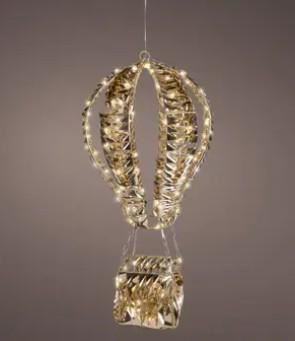 MONGOLFIERA ORO PVC/METAL. MICROLED D.22XH.48CM