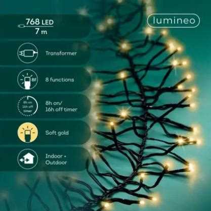 GHIRLANDA PVC CLUSTER  768 LED SOFT GOLD F.NERO  7MT.