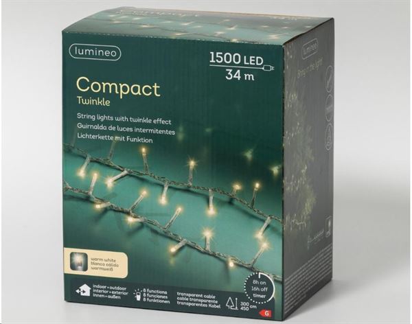 CATENA LUCE CALDA 1500LED MT.34 FILO TRASP. IP44 8 FUNZIONI