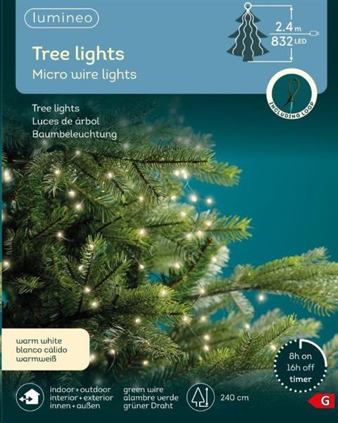 MICROLED GRAPPOLO LUCE CALDA 832LED MT2,4 FILO VERDE