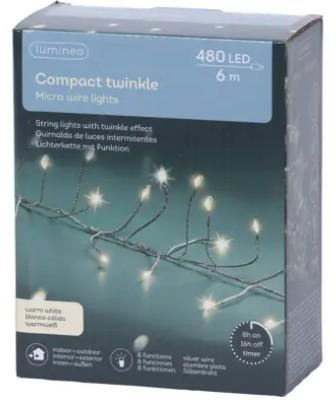 GHIRLANDA PVC 480 MICROLED LUCE CALDA FILO ARGENTO MT.6