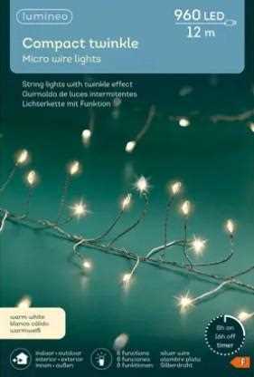 GHIRLANDA PVC 960 MICROLED LUCE CALDA FILO ARGENTO MT.12