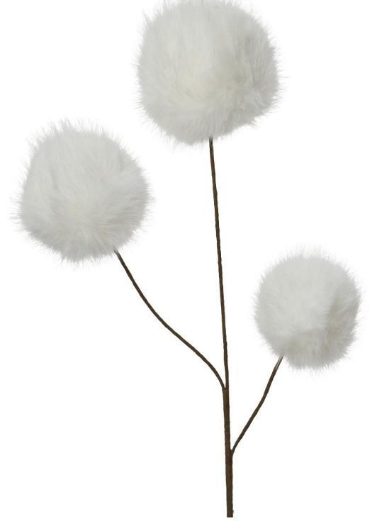 RAMO C/SFERE IN TESS.PELOSO SINTETICO BIANCHE 24X12XH.70CM
