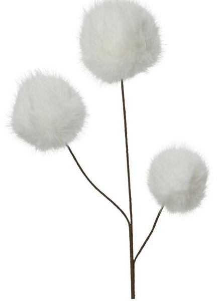 RAMO C/SFERE IN TESS.PELOSO SINTETICO BIANCHE 24X12XH.70CM