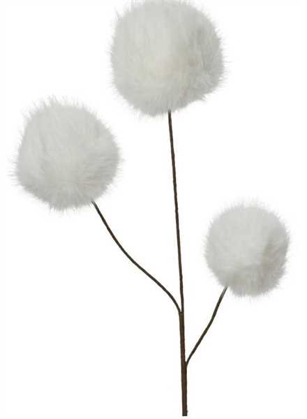 RAMO C/SFERE IN TESS.PELOSO SINTETICO BIANCHE 24X12XH.70CM