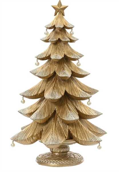 ALBERO NATALE IN POLIRESINA ORO C/PERLE 20X22.5XH.36.5CM