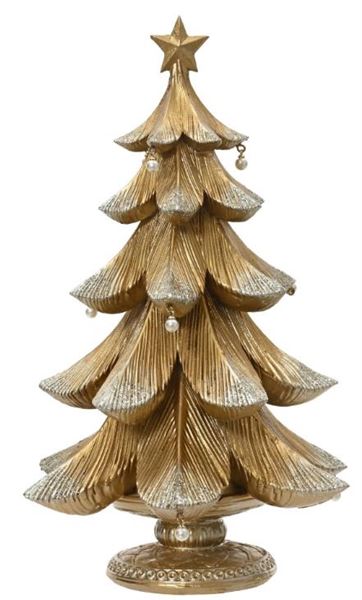 ALBERO NATALE IN POLIRESINA ORO C/PERLE L.13X15.5XH.24CM