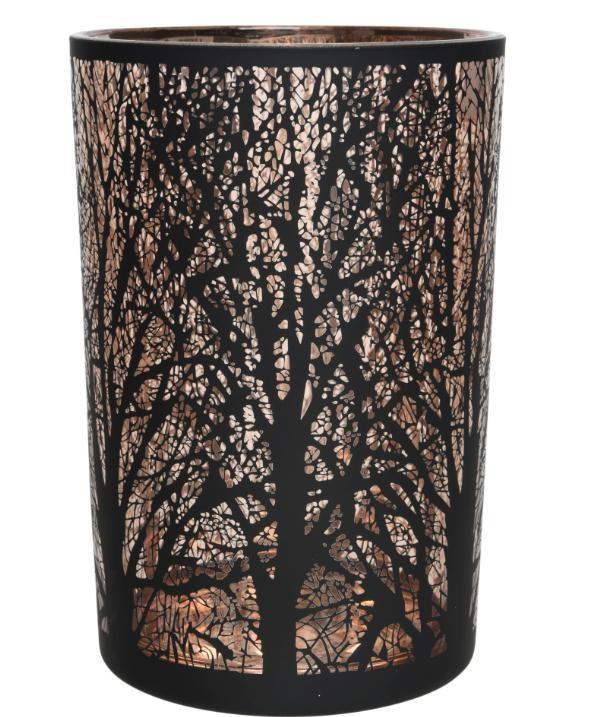PORTACANDELA IN VETRO ALBERI NERI D.12XH.18CM