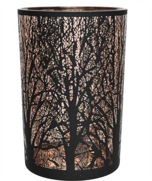 PORTACANDELA IN VETRO ALBERI NERI D.12XH.18CM