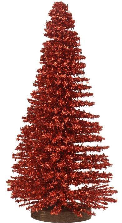 ALBERO DI BAMBOO CON GLITTER ROSSO D.24X H.60CM