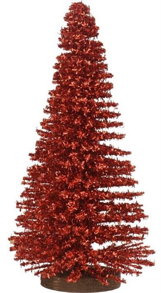 ALBERO DI BAMBOO CON GLITTER ROSSO D.24X H.60CM