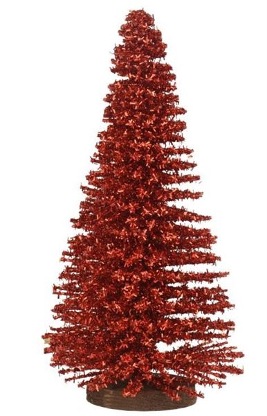 ALBERO DI BAMBOO CON GLITTER ROSSO D.14X H.39CM