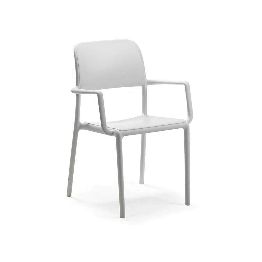SEDIA CON BRACCIOLI POLIPROPILENE RIVA BIANCO CM.49X54XH83