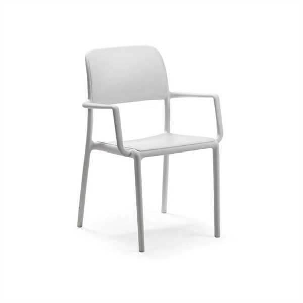 SEDIA CON BRACCIOLI POLIPROPILENE RIVA BIANCO CM.49X54XH83