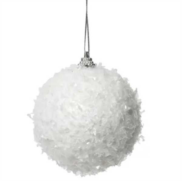 PALLINA DI NATALE IN SCHIUMA/PVC EFFETTO NEVE D.8CM