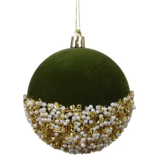 PALLINA DI NATALE IN POLIPROPILENE  DECO.PINE GREEN D.8CM