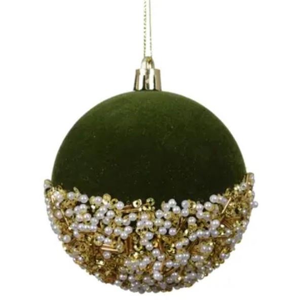 PALLINA DI NATALE IN POLIPROPILENE  DECO.PINE GREEN D.8CM
