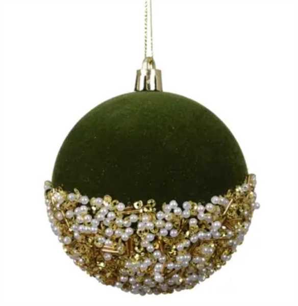 PALLINA DI NATALE IN POLIPROPILENE  DECO.PINE GREEN D.8CM