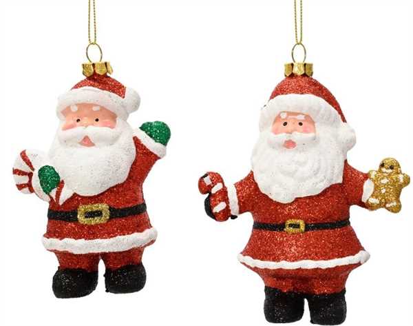PENDENTE SANTA POLISTIRENE GLITTER 2ASS. 10X5.5XH.11.8CM