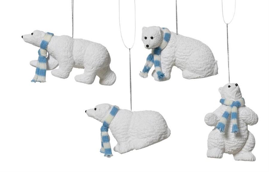 PENDENTE ORSO POLARE POLISTIRENE GLITTER 4ASS. 11.8X5XH.7CM