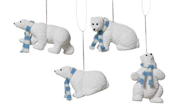 PENDENTE ORSO POLARE POLISTIRENE GLITTER 4ASS. 11.8X5XH.7CM