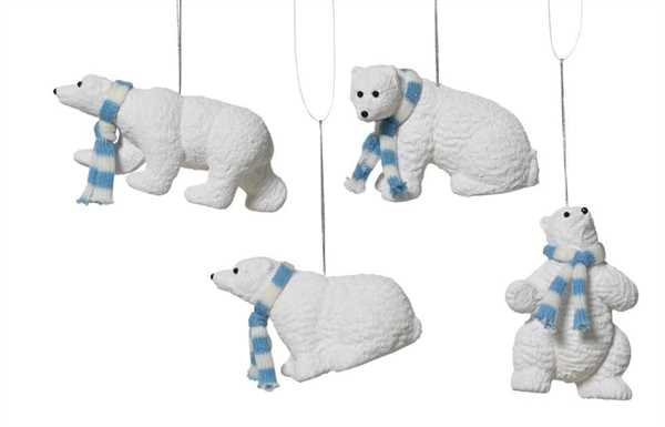 PENDENTE ORSO POLARE POLISTIRENE GLITTER 4ASS. 11.8X5XH.7CM