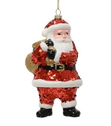 PENDENTE SANTA POLISTIRENE GLITTER 7.8X6.2XH.13.9CM