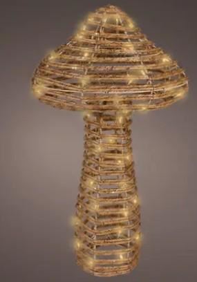 FUNGO IN VIMINI 48LED SOFT GOLD OUTDOOR  D.35XH.58CM