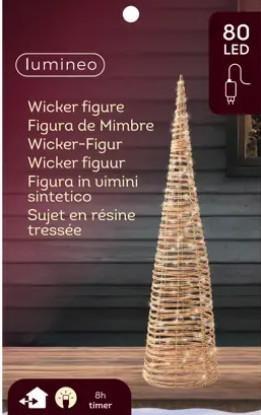 ALBERO A CONO  IN VIMINI 80 MICROLED CM.D18X60H C/TRASF.