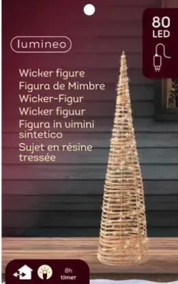 ALBERO A CONO  IN VIMINI 80 MICROLED CM.D18X60H C/TRASF.