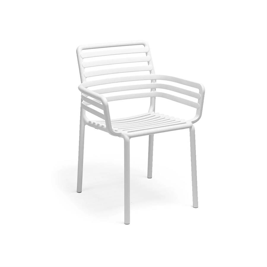 SEDIA CON BRACCIOLI IN POLIPROPILENE DOGA BIANCA CM.60X57X84