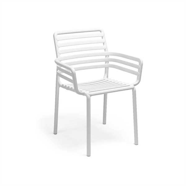 SEDIA CON BRACCIOLI IN POLIPROPILENE DOGA BIANCA CM.60X57X84