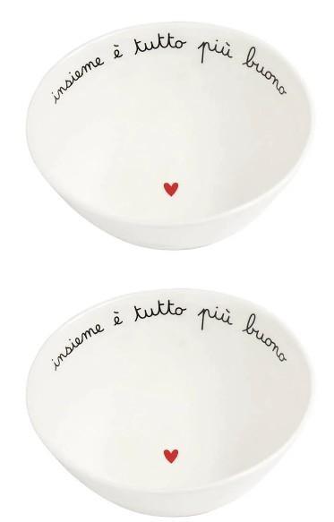 SET 2 COPPETTE CERAMICA D15.5X6.3 INSIEME E TUTTO PIU BUONO
