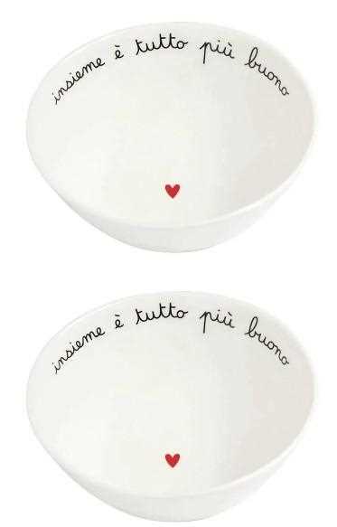 SET 2 COPPETTE CERAMICA D15.5X6.3 INSIEME E TUTTO PIU BUONO
