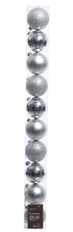CONFEZIONE 10 PALLINE POLISTIRENE MIX D.6CM SILVER