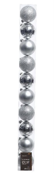CONFEZIONE 10 PALLINE POLISTIRENE MIX D.6CM SILVER