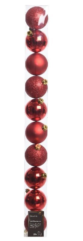 CONFEZIONE 10 PALLINE POLISTIRENE MIX D.6CM CHRISTMAS RED