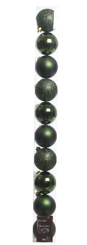 CONFEZIONE 10 PALLINE POLISTIRENE MIX D.6CM PINE GREEN