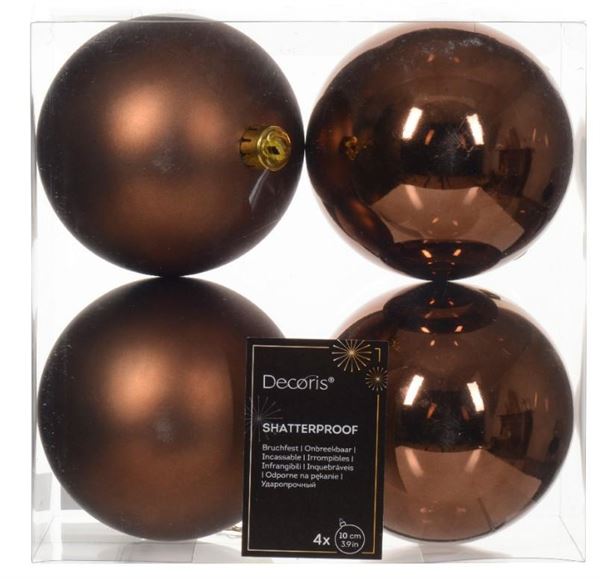 CONFEZIONE 4 PALLINE POLISTIRENE MIX  D.10CM ESPRESSO
