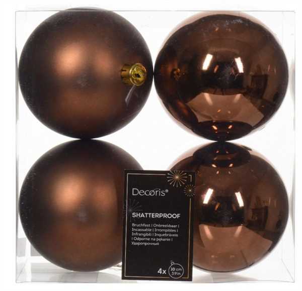 CONFEZIONE 4 PALLINE POLISTIRENE MIX  D.10CM ESPRESSO