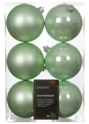 CONFEZIONE 6 PALLINE POLISTIRENE MIX D.8CM ICING MINT