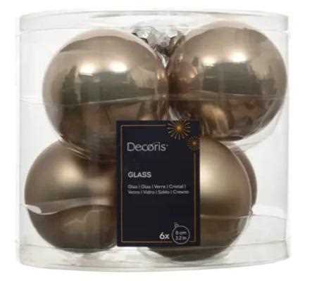 BOX 6 PALLINE NATALE VETRO MIX D.8CM SMOKEY PEARL