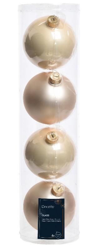 BOX 4 PALLINE NATALE VETRO MIX D.10CM PEARL