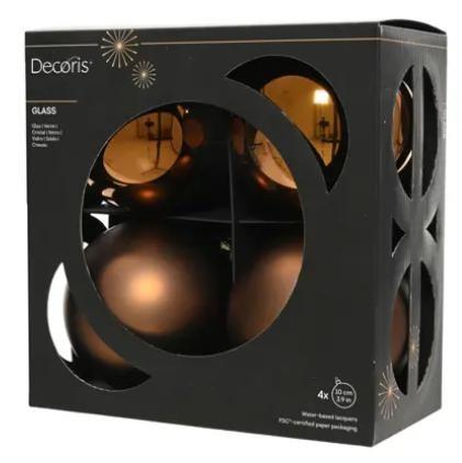 BOX 4 PALLINE NATALE VETRO MIX D.10CM ESPRESSO
